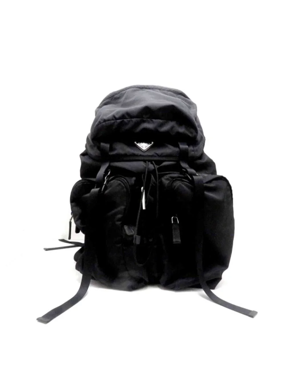 Prada Re-Nylon Saffiano Leather Backpack Black Silver Ny Nylon